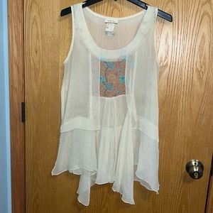 Sheer Matilda Jane cream colored tunic tank overlay size med women's w/ paisley‎